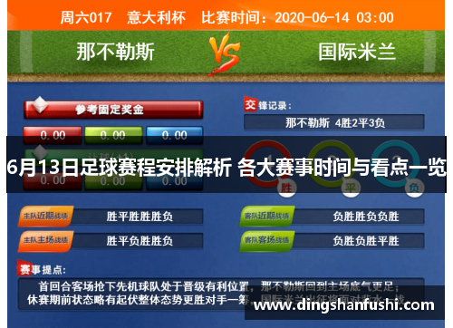 6月13日足球赛程安排解析 各大赛事时间与看点一览